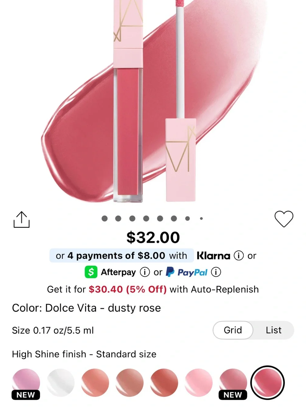 NARS Afterglow Lip Shine Gloss - Black Packaging